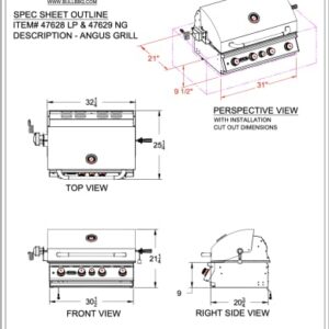 Bull Outdoor Products BBQ 47629 Angus 75,000 BTU Grill Head, Natural Gas