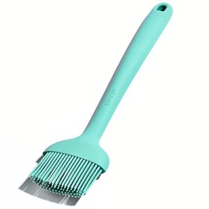 angled large silicone basting brush, u-taste 600ºf heat resistant 9.8 inch kitchen pastry cooking baking food rubber head-up baster brush for oil sauce bbq butter grill meat egg bread (aqua sky)