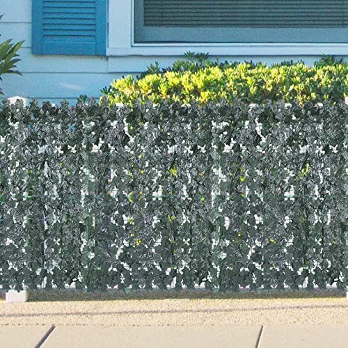 Boshen 2Pcs 118 x 39 Inch Artificial Faux Ivy Privacy Fence Outdoor Ivy Leaf Fence Privacy Screen Faux Greenery Decorative Privacy Panels Vine Leaf Decoration for Garden Porch Patio Balcony