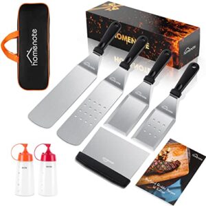 homenote griddle accessories kit, exclusive griddle tools spatulas set for blackstone – 8 pcs commercial grade flat top grill accessories – great for outdoor bbq, teppanyaki and camping