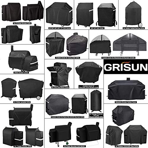 Grisun Grill Cover 32 Inch, Waterproof Anti-Fade 2 Burner Gas Grill Cover for Weber, Char-Broil, Nexgrill, KitchenAid and More, 600D Fabric for All Weather Protection, No Fading for 2 Years, Black