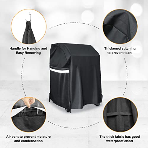 Grisun Grill Cover 32 Inch, Waterproof Anti-Fade 2 Burner Gas Grill Cover for Weber, Char-Broil, Nexgrill, KitchenAid and More, 600D Fabric for All Weather Protection, No Fading for 2 Years, Black