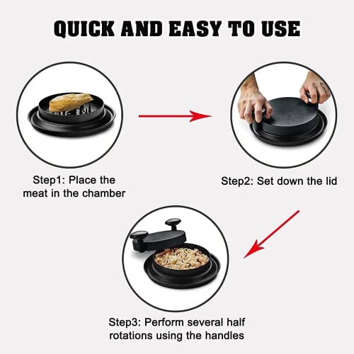 ERTDDE Chicken Shredder, Shred Machine Meat Shredder Tool with Handles and Non-Skid Base Mat Grinder Suitable for Pulled Pork, Beef (Black)