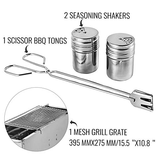 Happybuy Folded Portable Charcoal BBQ Grill,34x8 inches Outdoor Barbecue Camping Grill,Stainless Steel Kebab Grill, Folding Grill, Perfect for Home Ourdoor Travel Use