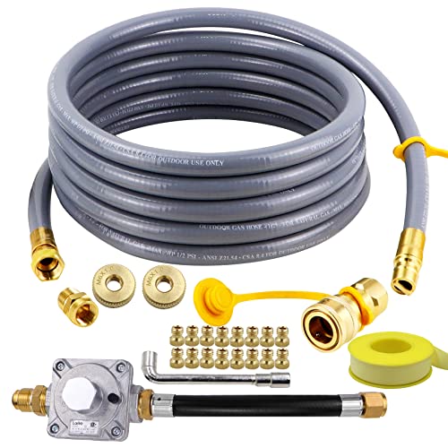 Upgraded Natural Gas Hose and Regulator Compatible with Kitchen-aid Gas Grill Conversion, 710-0003 Natural Gas Conversion Kit Compatible with Kitchen-aid Propane Gas Grill Conversion(15FT)