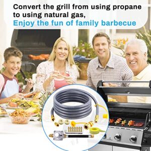 Upgraded Natural Gas Hose and Regulator Compatible with Kitchen-aid Gas Grill Conversion, 710-0003 Natural Gas Conversion Kit Compatible with Kitchen-aid Propane Gas Grill Conversion(15FT)