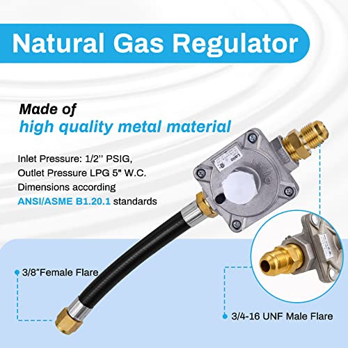 Upgraded Natural Gas Hose and Regulator Compatible with Kitchen-aid Gas Grill Conversion, 710-0003 Natural Gas Conversion Kit Compatible with Kitchen-aid Propane Gas Grill Conversion(15FT)