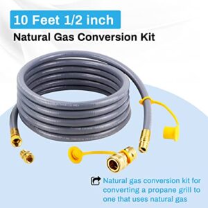 Upgraded Natural Gas Hose and Regulator Compatible with Kitchen-aid Gas Grill Conversion, 710-0003 Natural Gas Conversion Kit Compatible with Kitchen-aid Propane Gas Grill Conversion(15FT)