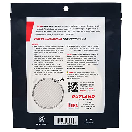 Rutland Products 99N12 Big Green Egg Replacement Gasket, 12 Foot, Large, Medium, Small and Mini, Fiberglass