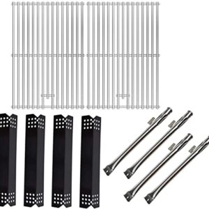 SafBbcue Replacement Stainless Steel Cooking Grid, Pipe Burner and Porcelain Steel Heat Plates Replacement Kit for Home Depot Nexgrill 720-0888, 720-0830H, 720-0830D Gas Grill Models