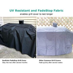 SunPatio Outdoor Heavy Duty Waterproof Grill Cover Compatible for Smoke Hollow Pit Boss Gas/Charcoal Grill and More, UV Resistant Barbecue 79 Inch Cover with Sealed Seam, All Weather Protection, Black