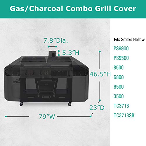 SunPatio Outdoor Heavy Duty Waterproof Grill Cover Compatible for Smoke Hollow Pit Boss Gas/Charcoal Grill and More, UV Resistant Barbecue 79 Inch Cover with Sealed Seam, All Weather Protection, Black