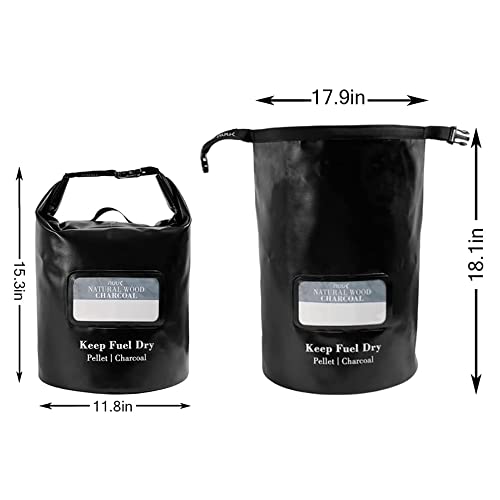 NUUK 20 LBs Fuel Pellet Storage Bag, Wood Pellet Container, Smoker Pellet Dispenser, Smoking Wood Chips Container, Wood Pellet Storage Bucket, Black