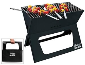 portable bbqcroc easy grill – bbq croc next generation of x grills – premium foldable charcoal barbecue extra large grilling surface, with travel bag & grill lifter
