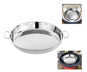 lxkj stainless steel drip pan, perfect for big green egg, kamado joe classic joe, acorn & weber grills & smokers, baking tray, salad plates, 13″ diameter round, reusable and easy to clean