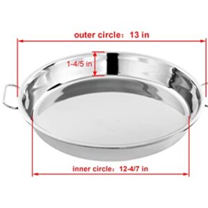 lxkj Stainless Steel Drip Pan, Perfect for Big Green Egg, Kamado Joe Classic Joe, Acorn & Weber Grills & Smokers, Baking Tray, Salad Plates, 13" Diameter Round, Reusable and Easy to Clean