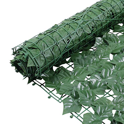 Boshen 3Pcs 118 x 39 Inch Artificial Faux Ivy Privacy Fence Outdoor Ivy Leaf Fence Privacy Screen Faux Greenery Decorative Privacy Panels Vine Leaf Decoration for Garden Porch Patio Balcony