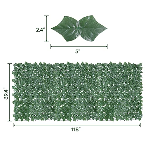 Boshen 3Pcs 118 x 39 Inch Artificial Faux Ivy Privacy Fence Outdoor Ivy Leaf Fence Privacy Screen Faux Greenery Decorative Privacy Panels Vine Leaf Decoration for Garden Porch Patio Balcony