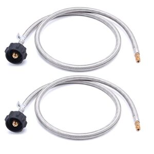 ggc 4 ft stainless braided rv propane pigtail hose qcc1 connector with 1/4” inverted male flare (2pcs)
