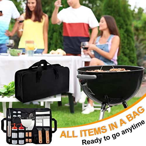 Joyfair Griddle Accessories Set for Camp Teppanyaki, 20 PCS Stainless Steel Griddle Grilling Tools Metal Spatulas, Scrapers, Tong, Egg Ring, Brush, Black Carry Bag for Indoor & Outdoor Use