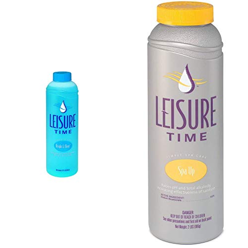 LEISURE TIME A Bright and Clear Cleanser for Spas and Hot Tubs, 32 fl oz & Time 22339A Spa Up Balancer for Hot Tubs, 2 lbs