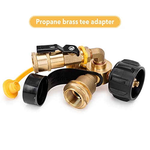 Stanbroil Propane Brass Tee Adapter Kit, 4-Port Propane Brass Tee with 6FT and 12FT Propane Extension Hose Assembly for Motorhome or RV Camping