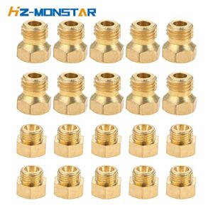 HZ-MONSTAR Replacement for Propane Lpg Gas Pipe Water Heater DIY Burner Parts, Brass Jet Nozzles M5x0.5mm/0.68mm (10pcs) and M6x0.75mm/0.5mm (10Pcs)