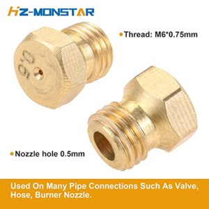 HZ-MONSTAR Replacement for Propane Lpg Gas Pipe Water Heater DIY Burner Parts, Brass Jet Nozzles M5x0.5mm/0.68mm (10pcs) and M6x0.75mm/0.5mm (10Pcs)