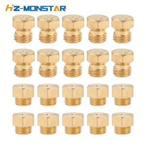 HZ-MONSTAR Replacement for Propane Lpg Gas Pipe Water Heater DIY Burner Parts, Brass Jet Nozzles M5x0.5mm/0.68mm (10pcs) and M6x0.75mm/0.5mm (10Pcs)