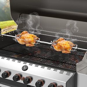 onlyfire Universal Grill Replacement Rotisserie Kit - 45'' & 53'' X 1/2'' Hexagon Spit Rod, Stainless Steel Electric Motor