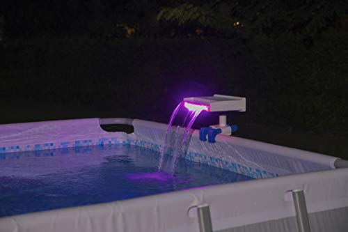 Bestway 58619 Flowclear Soothing Waterfall, Above Ground Pool Accessory with LED Lights, Multicolor