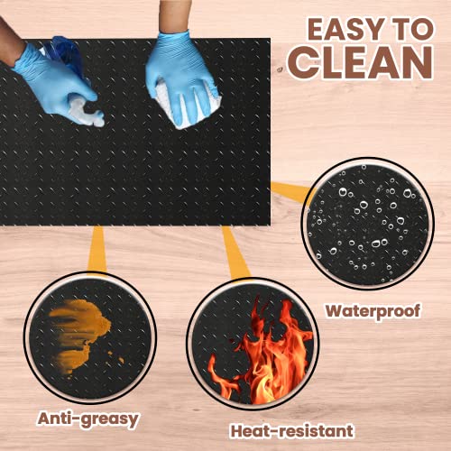 Calvana 65”x36” Multipurpose Fire-Resistant Mat - Large Composite Vinyl Grill Splatter Mat, Gym Equipment Mat, or Garage Floor Oil Mat - Protect all Surfaces from Grease and Oil - Very Easy to Clean