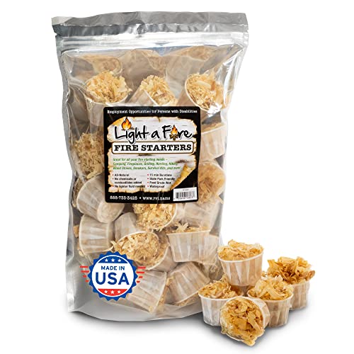 All Natural Fire Starters.15-20 Minute Burn for BBQ, campfire, charcoal, fire pit, wood & pellet stove, 30 Extra Large Waterproof for Indoor/Outdoor Made in USA