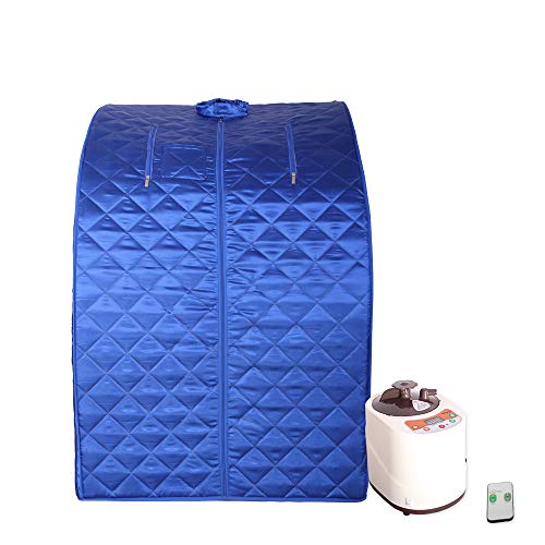 Smartmak Portable Steam Sauna, at Home Full Body One Person Spa Tent, 2L Steamer with Remote Control, eco-Friendly Indoor Weight Loss Detox Therapy, Herbal Box Included(US Plug)- Blue