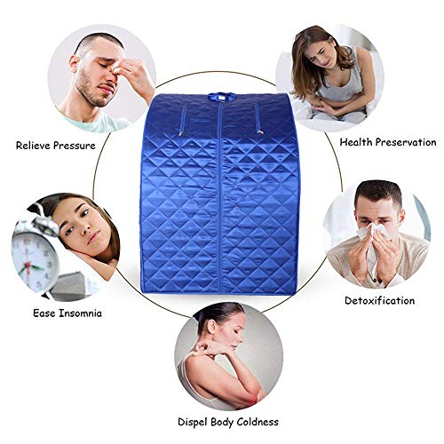 Smartmak Portable Steam Sauna, at Home Full Body One Person Spa Tent, 2L Steamer with Remote Control, eco-Friendly Indoor Weight Loss Detox Therapy, Herbal Box Included(US Plug)- Blue
