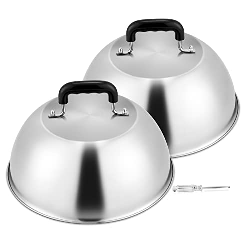 Melting Dome Set of 2, HaSteeL Stainless Steel Large 12in Basting Steaming Cover for Griddle Grill Teppanyaki Flat Top, Great for BBQ Cheese Burger Veggies Indoor Outdoor, Heavy Duty & Dishwasher Safe