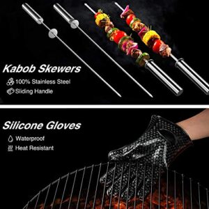 【What are Grill Essentials?】 Grill Accessories, BBQ Tools Set, 25PCS Stainless Steel Grilling Kit for Smoker, Camping, Kitchen, Barbecue Utensil Gifts for Men Women with Thermometer and Meat Injector