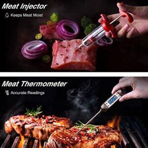 【What are Grill Essentials?】 Grill Accessories, BBQ Tools Set, 25PCS Stainless Steel Grilling Kit for Smoker, Camping, Kitchen, Barbecue Utensil Gifts for Men Women with Thermometer and Meat Injector