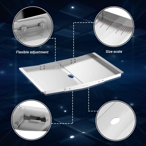 Grease Tray with Drip Pan for Gas Grill, Outdoor Grill Replacement Parts, Universal Adjustable Stainless Steel Grease Tray Set for Expert, NEXGRILL, Dyna Glo, BHG, Kenmore, Uniflame, Backyard and More