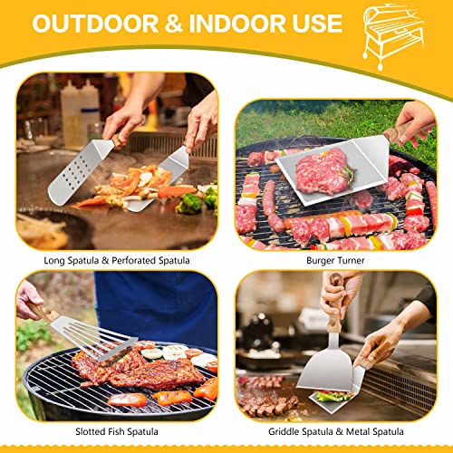 Joyfair Griddle Accessories Kit, 26Pcs Flat Top Grill Tools Set for Outdoor Camping BBQ, Include Professional Stainless Steel Burger Turner, Fish Spatulas, Scraper, Meat Tenderizer, Carrying Bag