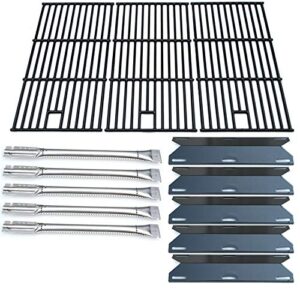 direct store parts kit dg180 replacement for perfect flame 5 burner 720-0522; charmglow 5 burner 720-0396,720-0578 gas grill(ss burner + porcelain steel heat plate + porcelain cast iron cooking grid)