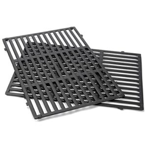 qulimetal 18.75″ cooking grates for weber genesis ii 300 and genesis ii lx 300 series gas grills, genesis ii e&s 310 315 320 325 340, replacement parts for weber 66095 66802,66805, cast iron