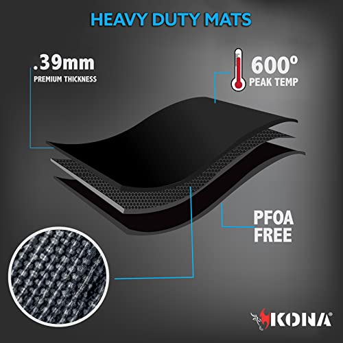 KONA Best BBQ Grill Mat - Heavy Duty 600 Degree Non-Stick Mats (Set of 2) - 7 Year Warranty