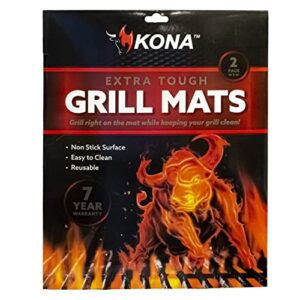 KONA Best BBQ Grill Mat - Heavy Duty 600 Degree Non-Stick Mats (Set of 2) - 7 Year Warranty