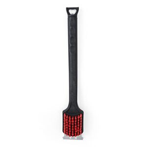 kingsford grill tools 17” cleaning brush with stainless steel scraper, nylon bristles, bottle opener, and non-slip rubber handle| classic grill brush for cleaning most outdoor grill types