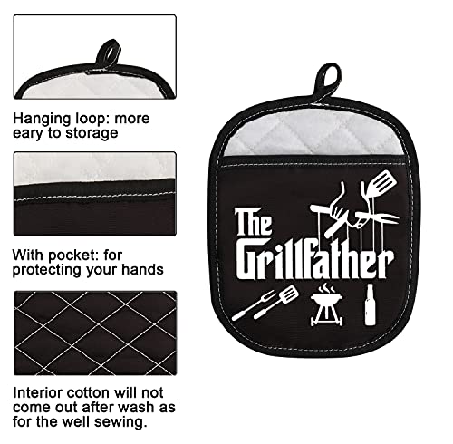 Grill Master BBQ Lover Gift The Grillfather Funny Potholder for Dad Grandpa (The Grillfather)