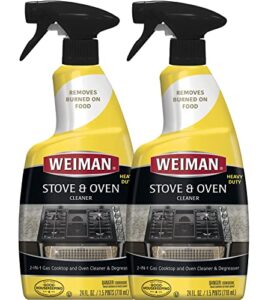 weiman heavy duty stove and oven cleaner and degreaser for glass, ceramic cooktops, bbq grill grates – 2 pack, 24 oz