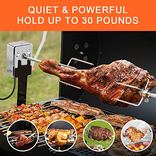 Apromise Rotisserie Motor - Powerful Electric Rotisserie Spit Motor 110 Volts 4 Watts | Stainless Steel Rotisserie Motor Can Hold Up to 30 Pounds - Silver