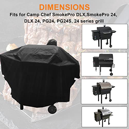 Grisun Upgraded Grill Cover for Camp Chef SmokePro, DLX, Woodwind 24" Pellet Grills, Full Length Pellet Grill Cover, 600D Waterproof UV-Resistant Fabric, All Weather Protection