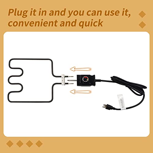 Electric Smoker and Grill Heating Element with Adjustable Thermostat Cord Controller,1500 Watt Heating Element Replacement Part Compatible with Masterbuilt Smokers & Turkey Fryers